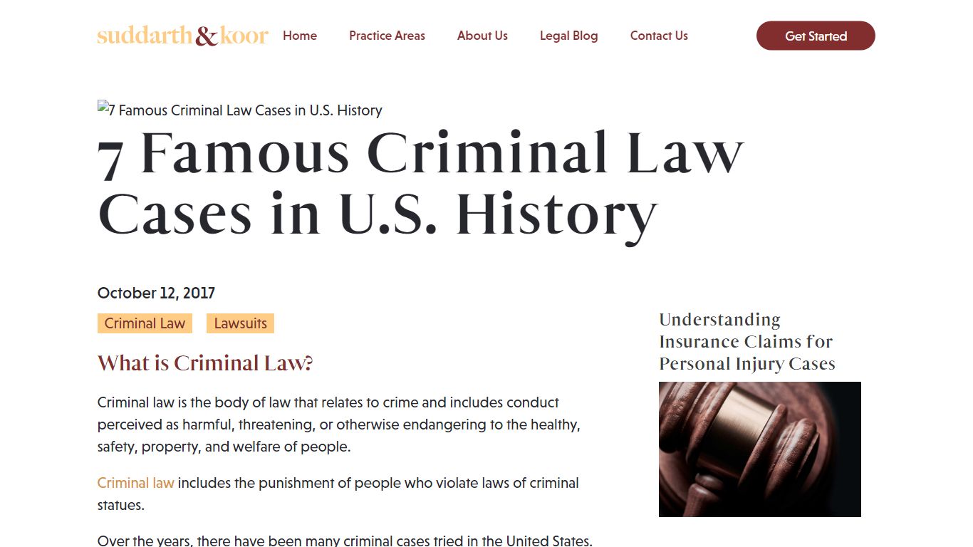 7 Famous Criminal Law Cases in U.S. History | S&K Blog - Suddarth and Koor